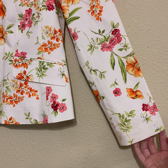 NWOT Talbots Floral Print Shoulder Pad Blazer Jacket - Picture 6 of 8